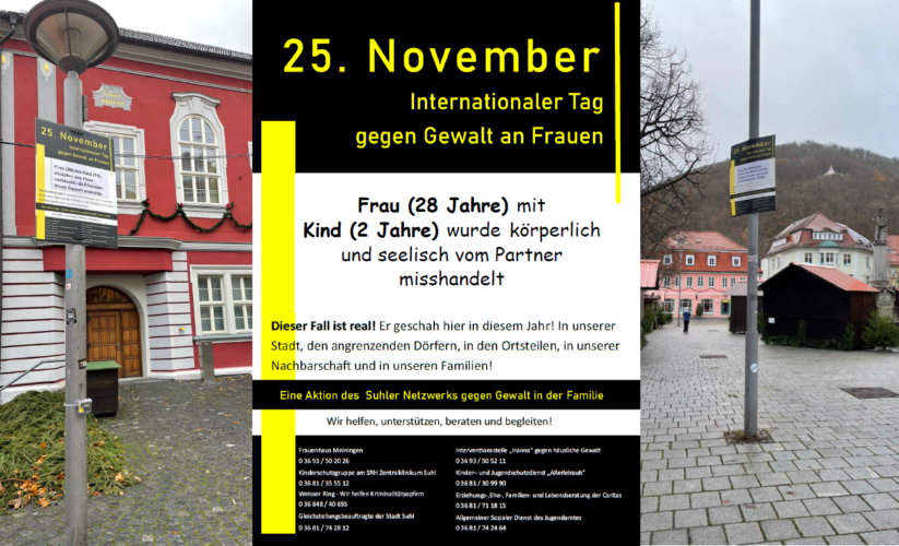 Collage Plakataktion zum 25.11.21 im Steinweg
