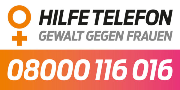 Hilfetelefon Gewalt gegen Frauen 08000 116 016 (Logo)
